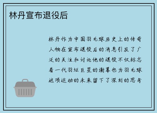 林丹宣布退役后